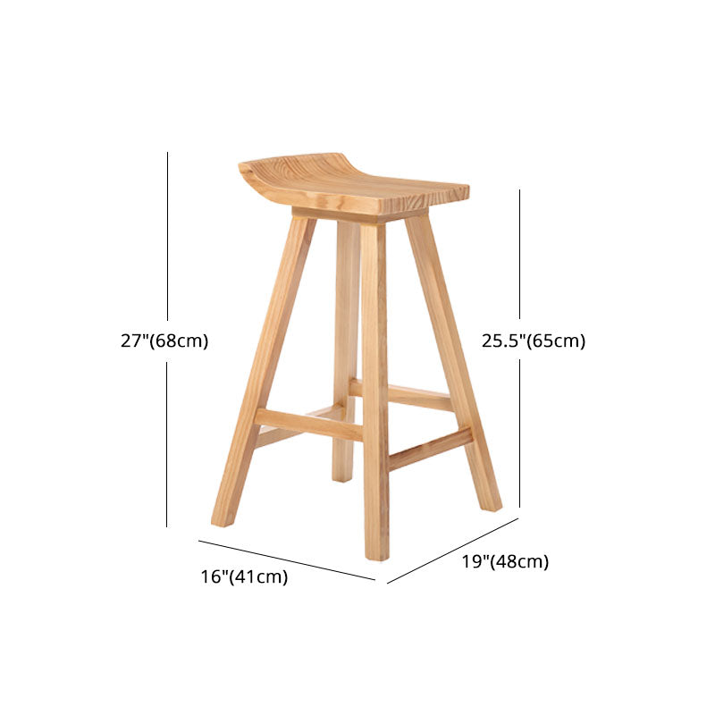 Contemporary Solid Wood Barstool Bristol Bar Stool with Footrest and Backless
