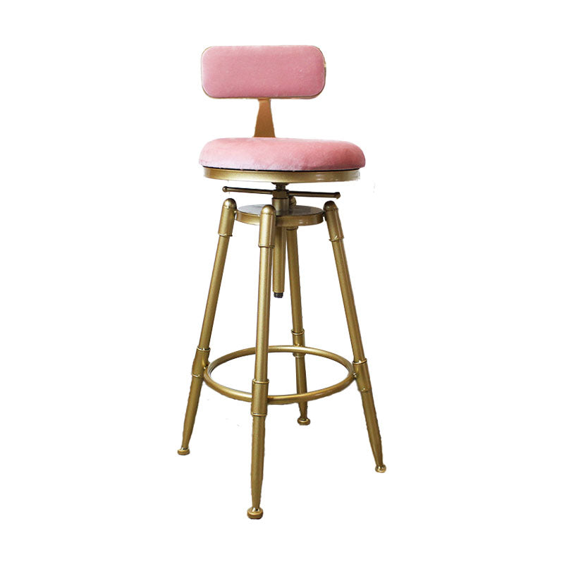 Glamouröser rotatierbarer häufbarer Theken Stuhl Eisen Dessert Shop Barhocker mit Samtkissen