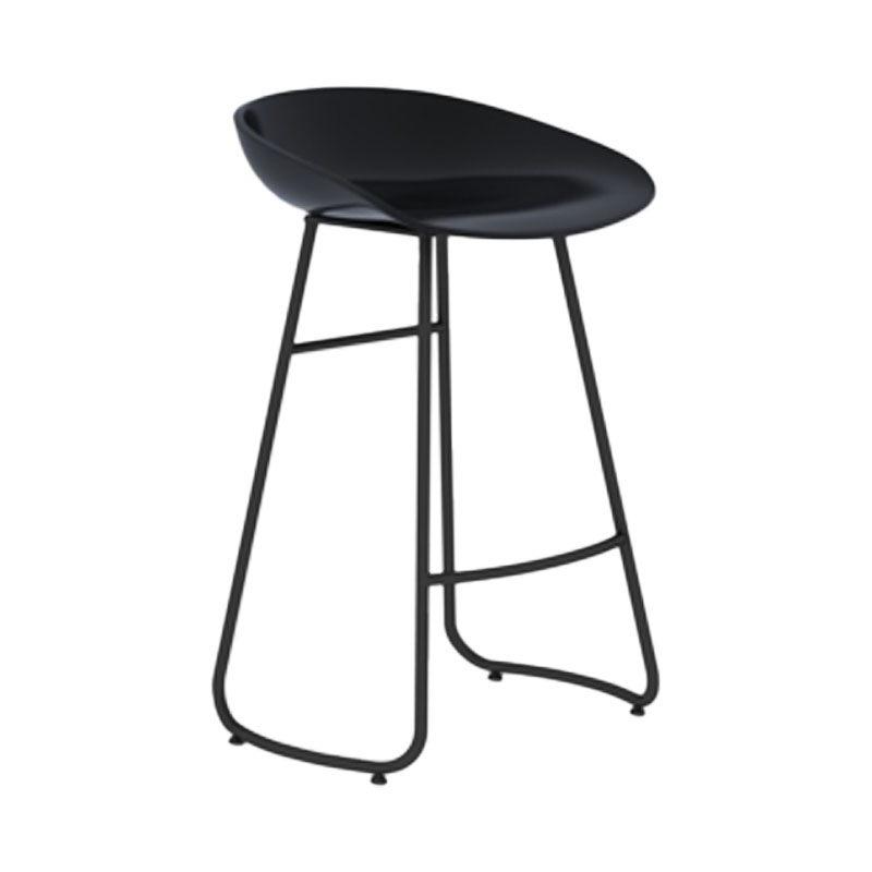 Modern Armless Backrest Counter Stool Iron Dessert Shop Bar Stool with Plastic Seat