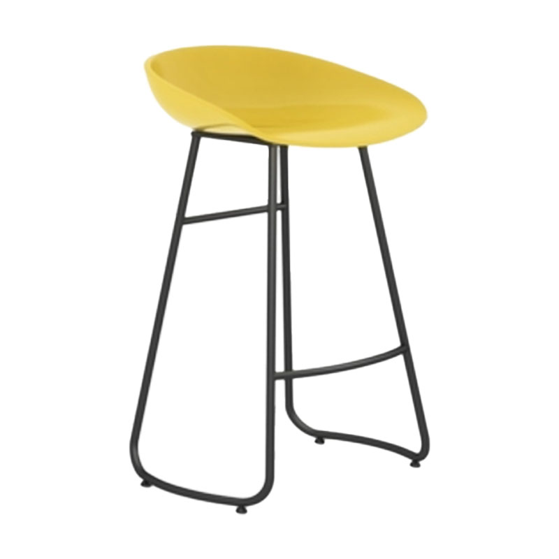 Modern Armless Backrest Counter Stool Iron Dessert Shop Bar Stool with Plastic Seat