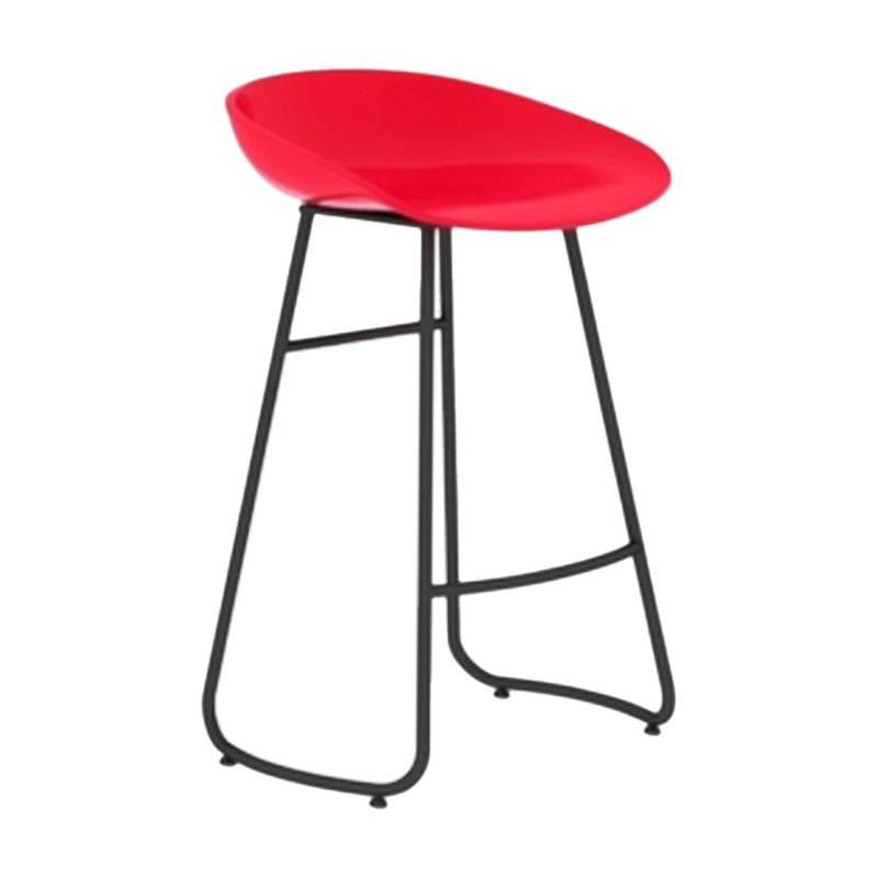 Modern Armless Backrest Counter Stool Iron Dessert Shop Bar Stool with Plastic Seat