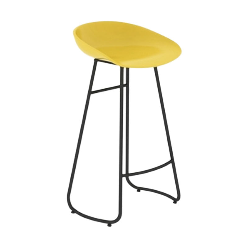 Modern Armless Backrest Counter Stool Iron Dessert Shop Bar Stool with Plastic Seat
