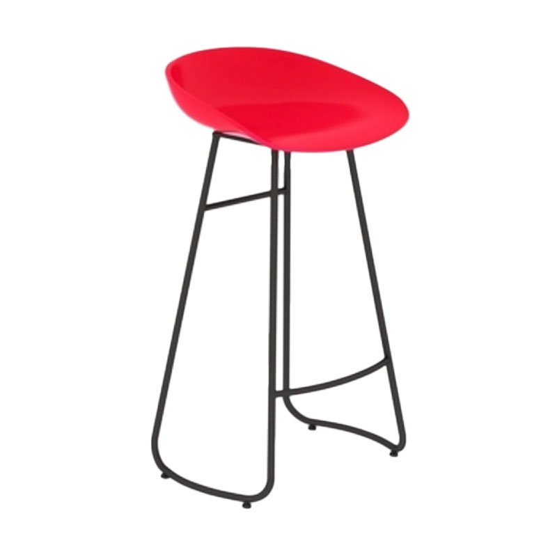 Modern Armless Backrest Counter Stool Iron Dessert Shop Bar Stool with Plastic Seat