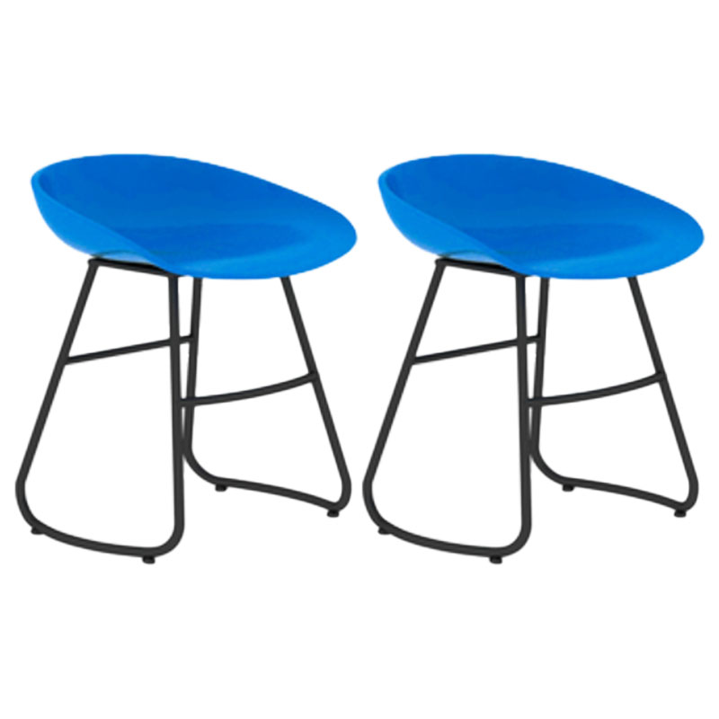 Modern Armless Backrest Counter Stool Iron Dessert Shop Bar Stool with Plastic Seat