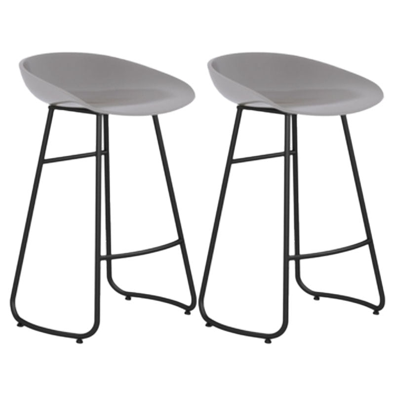 Modern Armless Backrest Counter Stool Iron Dessert Shop Bar Stool with Plastic Seat
