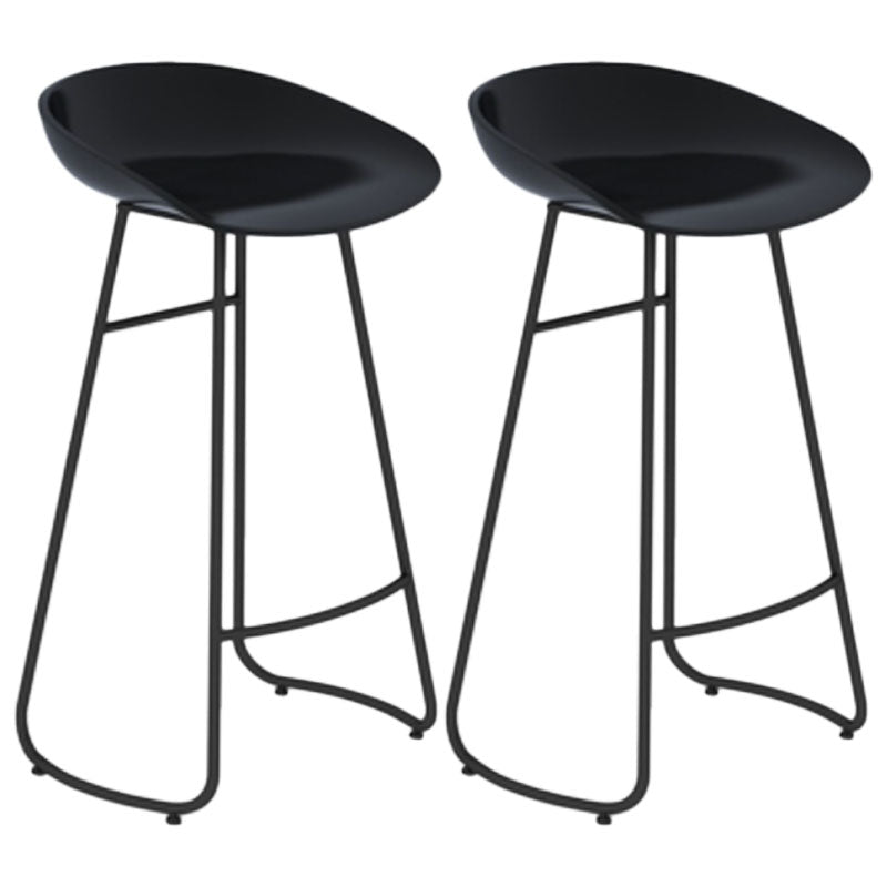 Modern Armless Backrest Counter Stool Iron Dessert Shop Bar Stool with Plastic Seat