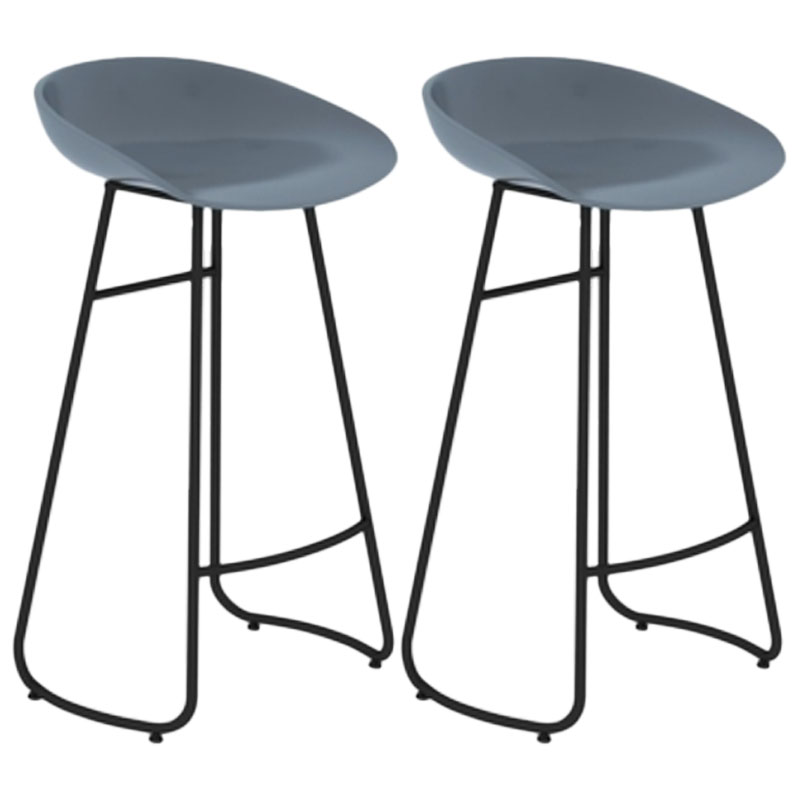 Modern Armless Backrest Counter Stool Iron Dessert Shop Bar Stool with Plastic Seat