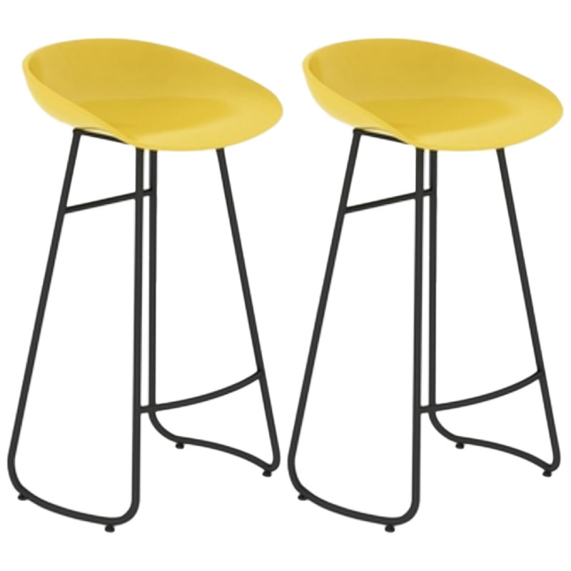 Modern Armless Backrest Counter Stool Iron Dessert Shop Bar Stool with Plastic Seat