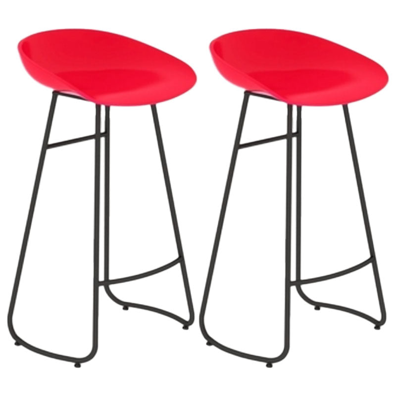 Modern Armless Backrest Counter Stool Iron Dessert Shop Bar Stool with Plastic Seat