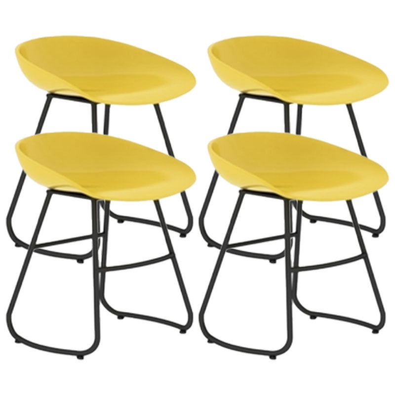 Modern Armless Backrest Counter Stool Iron Dessert Shop Bar Stool with Plastic Seat