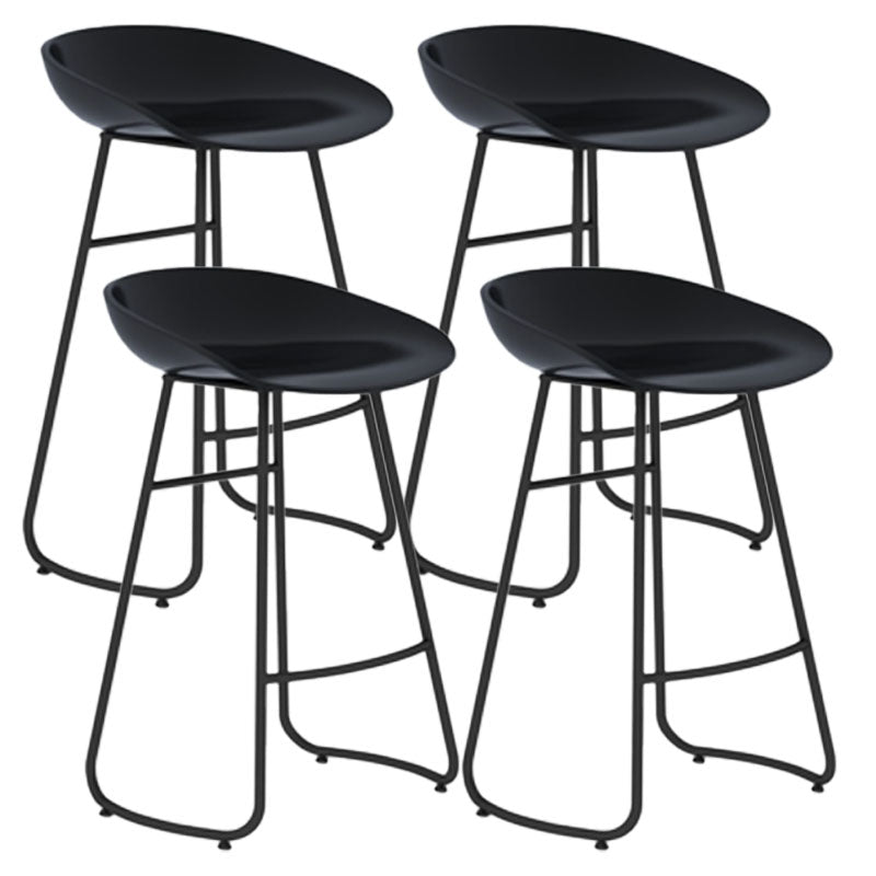 Modern Armless Backrest Counter Stool Iron Dessert Shop Bar Stool with Plastic Seat