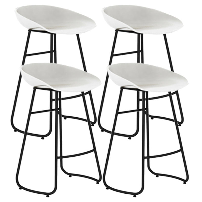 Modern Armless Backrest Counter Stool Iron Dessert Shop Bar Stool with Plastic Seat