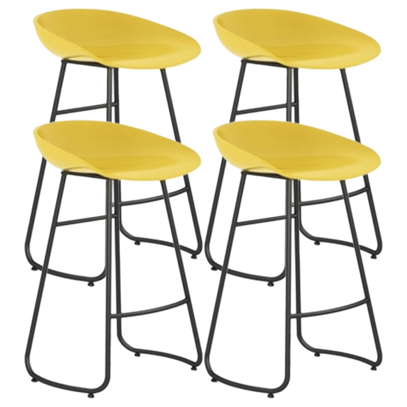 Modern Armless Backrest Counter Stool Iron Dessert Shop Bar Stool with Plastic Seat