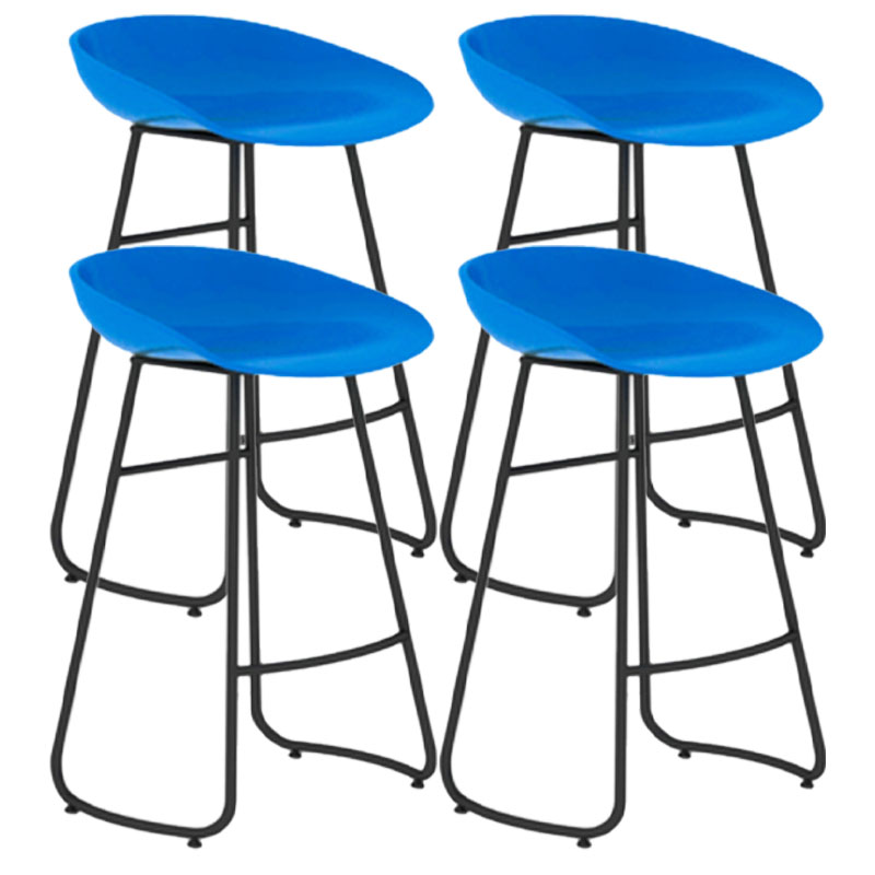 Modern Armless Backrest Counter Stool Iron Dessert Shop Bar Stool with Plastic Seat
