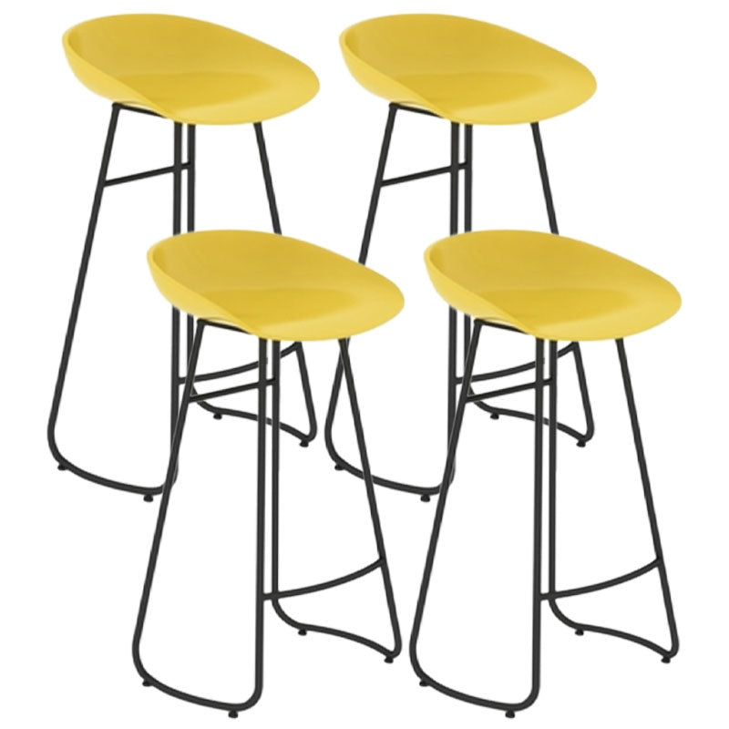 Modern Armless Backrest Counter Stool Iron Dessert Shop Bar Stool with Plastic Seat