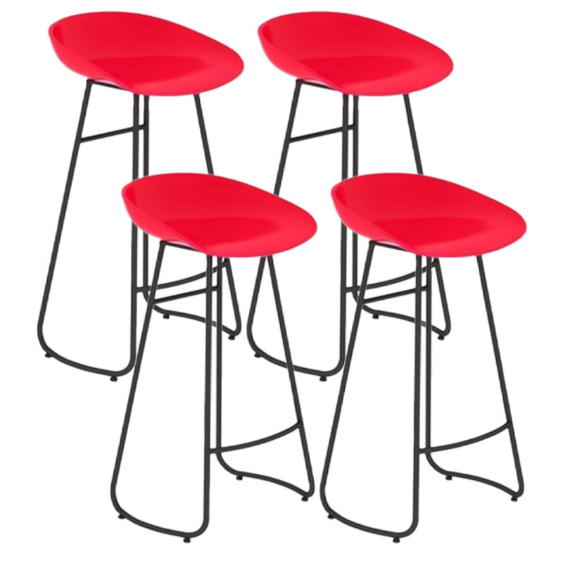 Modern Armless Backrest Counter Stool Iron Dessert Shop Bar Stool with Plastic Seat