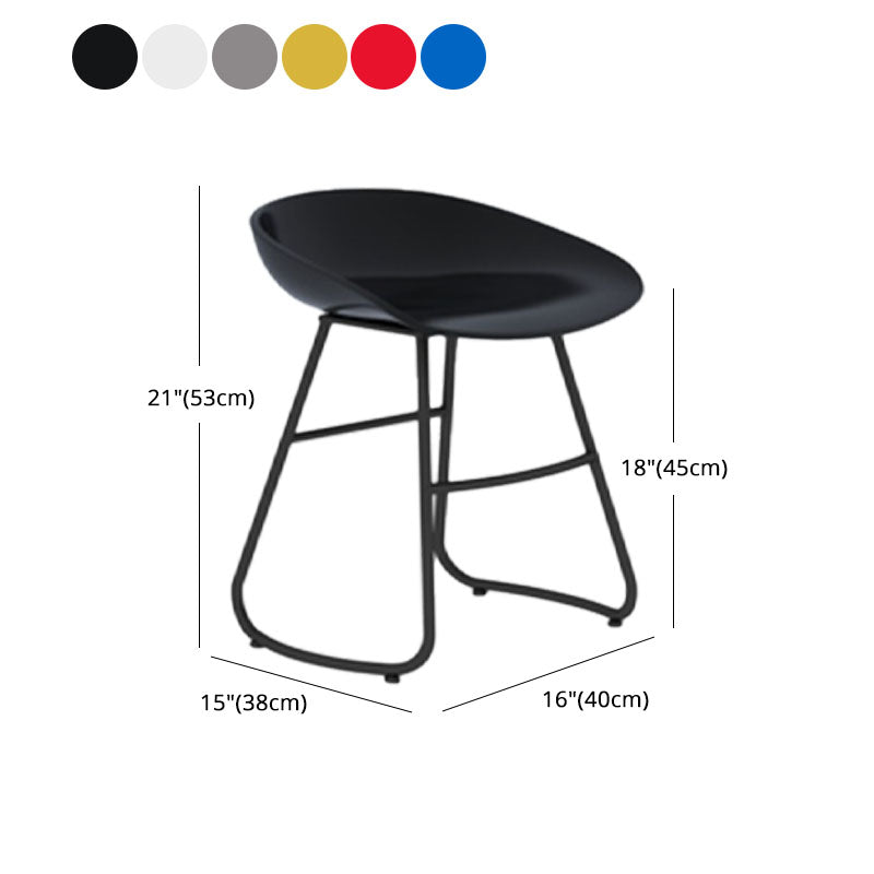 Modern Armless Backrest Counter Stool Iron Dessert Shop Bar Stool with Plastic Seat
