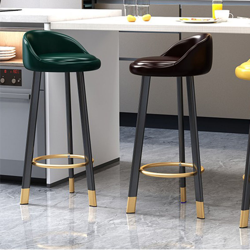 Modern Armless Backrest Counter Stool Steel Kitchen Bar Stool with Pedal, 1 Piece