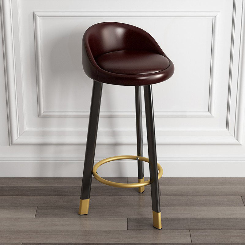 Modern Armless Backrest Counter Stool Steel Kitchen Bar Stool with Pedal, 1 Piece