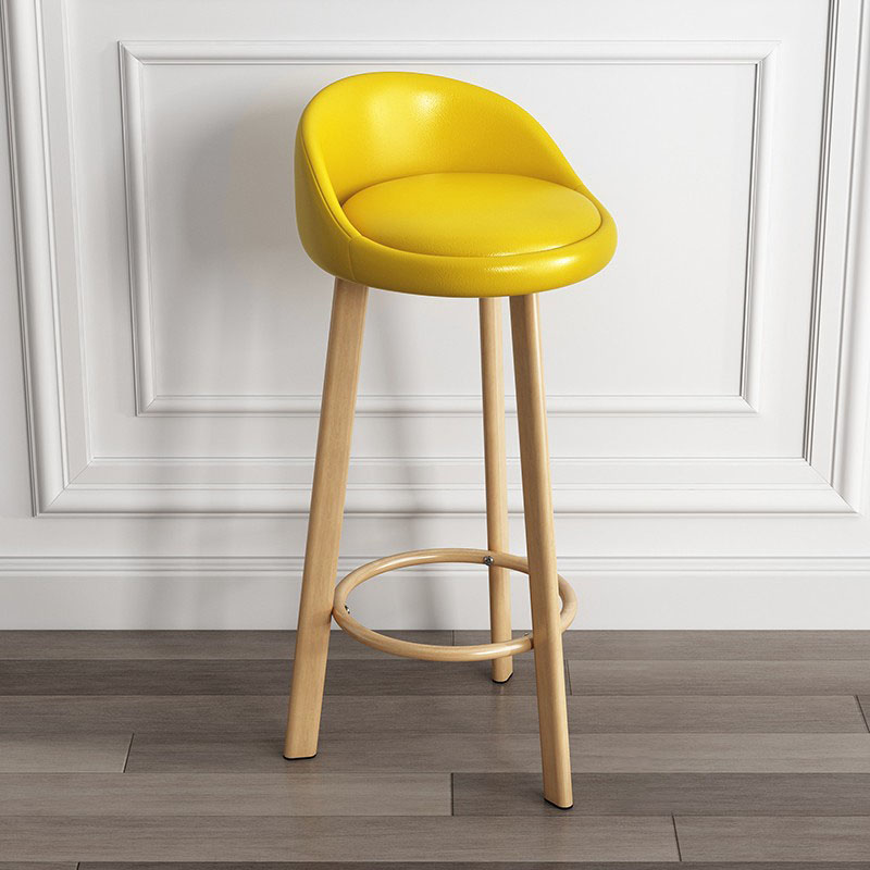 Modern Armless Backrest Counter Stool Steel Kitchen Bar Stool with Pedal, 1 Piece
