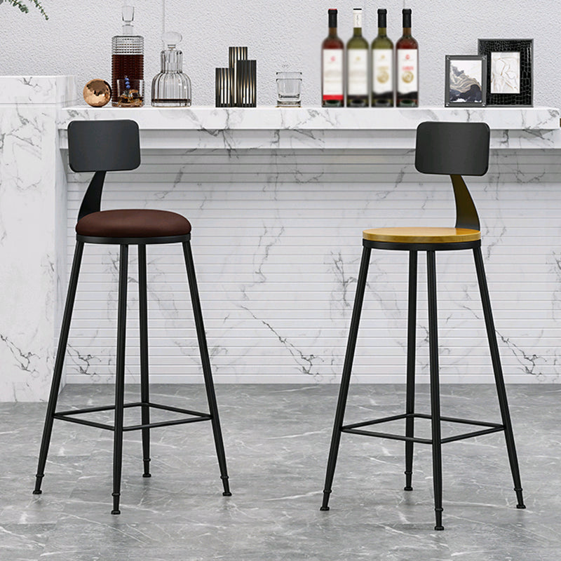 Moderner, armloser Thekenhocker mit Rückenlehne, Eisen, Wohnzimmer-Barhocker mit Pedal, 1 Stück