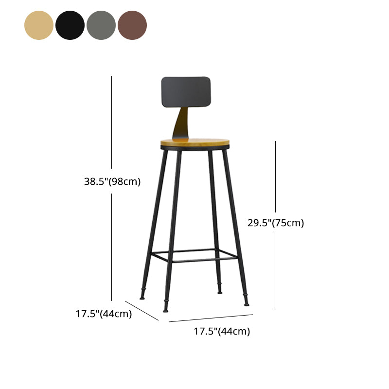 Moderner, armloser Thekenhocker mit Rückenlehne, Eisen, Wohnzimmer-Barhocker mit Pedal, 1 Stück
