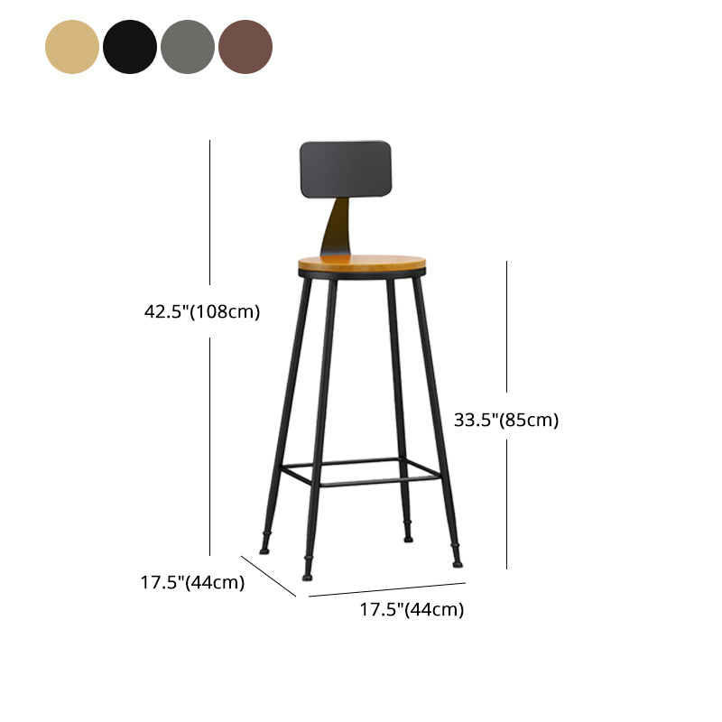 Moderner, armloser Thekenhocker mit Rückenlehne, Eisen, Wohnzimmer-Barhocker mit Pedal, 1 Stück