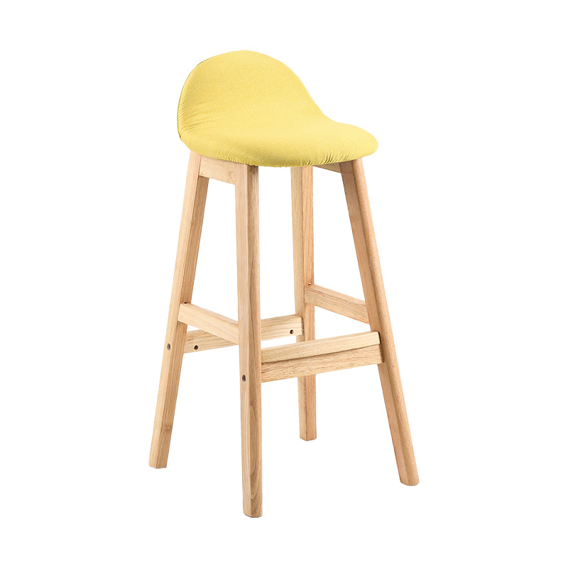 Taburete de bar sin brazos con respaldo moderno, taburete de bar de madera para tienda de postres con cojín y pedal