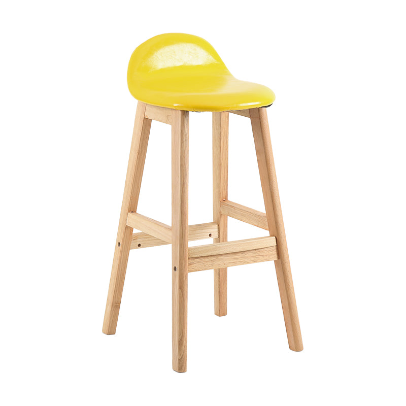 Taburete de bar sin brazos con respaldo moderno, taburete de bar de madera para tienda de postres con cojín y pedal