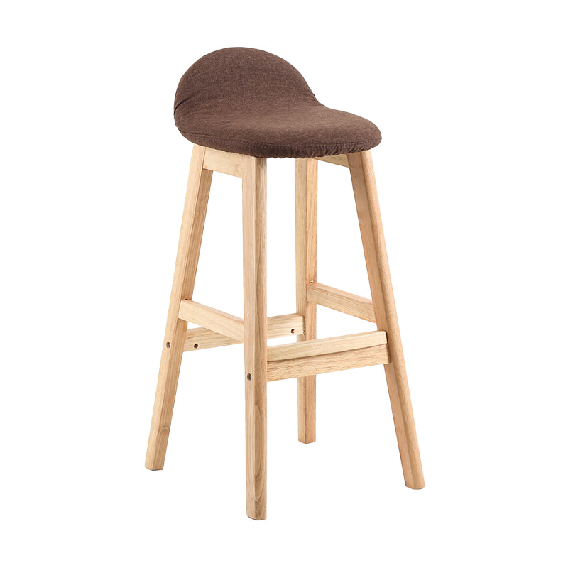 Taburete de bar sin brazos con respaldo moderno, taburete de bar de madera para tienda de postres con cojín y pedal