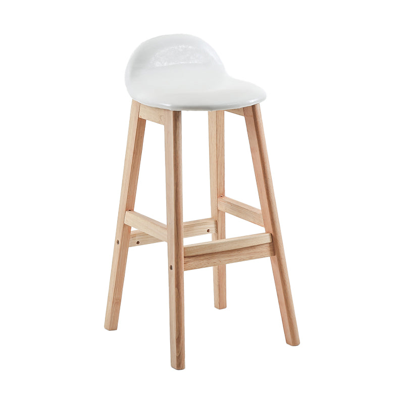 Moderner, armloser Thekenhocker aus Holz mit Rückenlehne, Barhocker für den Dessertladen, mit Kissen und Pedal