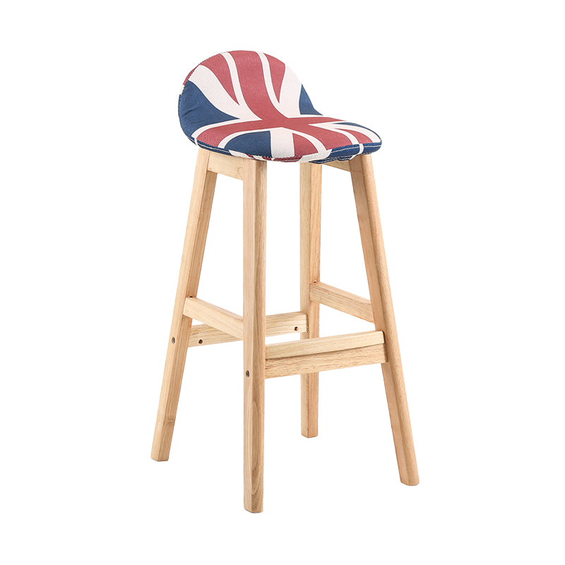 Taburete de bar sin brazos con respaldo moderno, taburete de bar de madera para tienda de postres con cojín y pedal