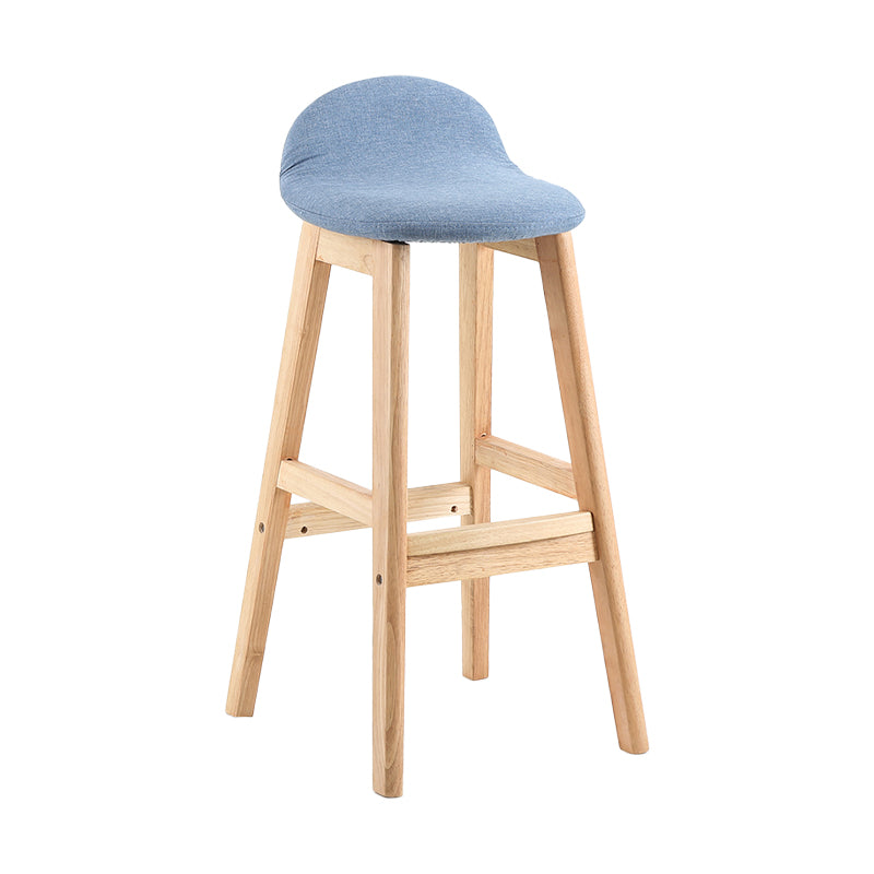 Taburete de bar sin brazos con respaldo moderno, taburete de bar de madera para tienda de postres con cojín y pedal