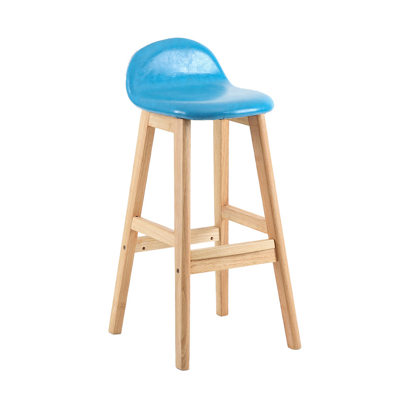 Taburete de bar sin brazos con respaldo moderno, taburete de bar de madera para tienda de postres con cojín y pedal