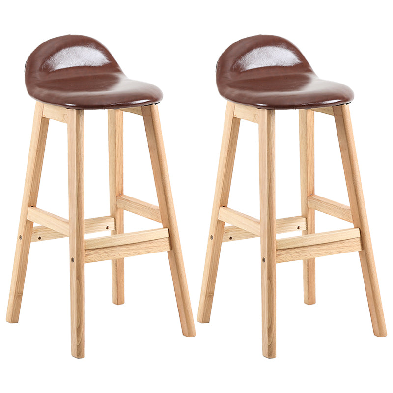 Taburete de bar sin brazos con respaldo moderno, taburete de bar de madera para tienda de postres con cojín y pedal