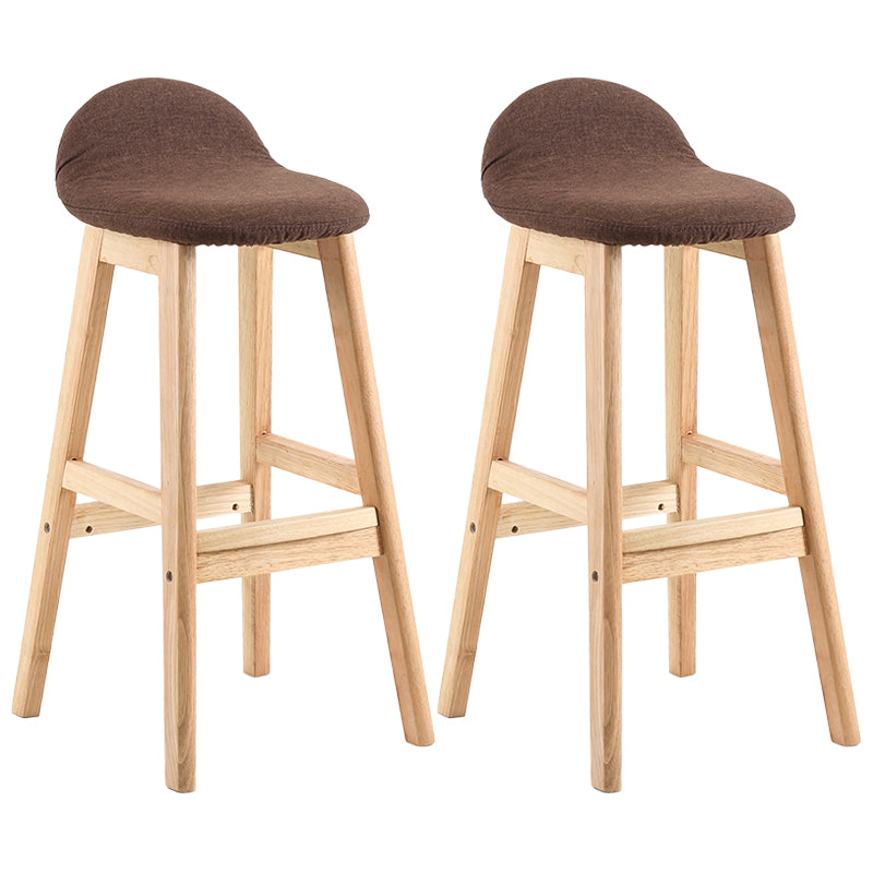 Taburete de bar sin brazos con respaldo moderno, taburete de bar de madera para tienda de postres con cojín y pedal
