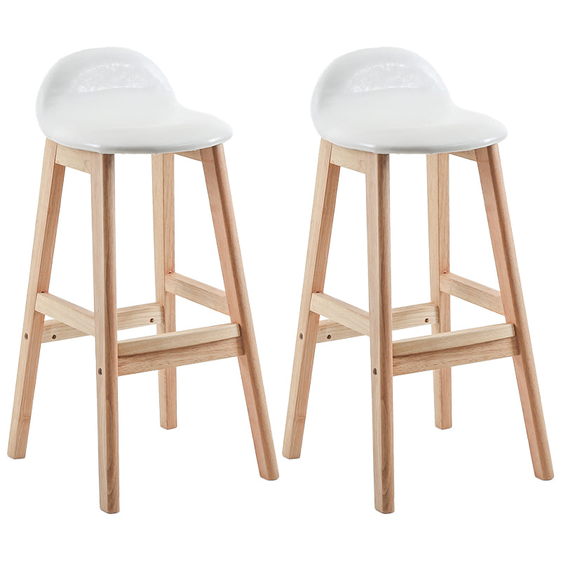 Taburete de bar sin brazos con respaldo moderno, taburete de bar de madera para tienda de postres con cojín y pedal