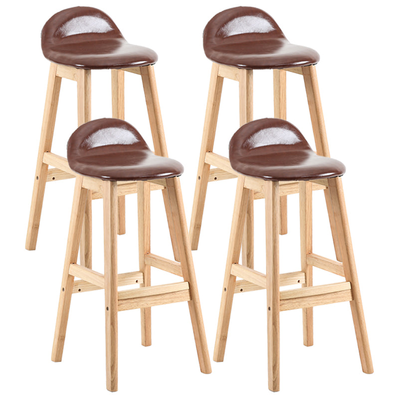 Taburete de bar sin brazos con respaldo moderno, taburete de bar de madera para tienda de postres con cojín y pedal