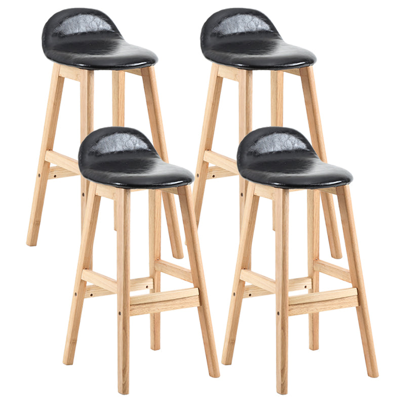 Taburete de bar sin brazos con respaldo moderno, taburete de bar de madera para tienda de postres con cojín y pedal