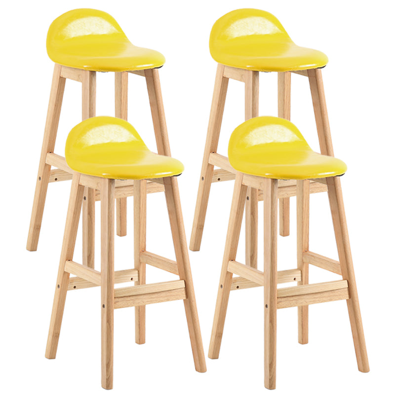 Taburete de bar sin brazos con respaldo moderno, taburete de bar de madera para tienda de postres con cojín y pedal