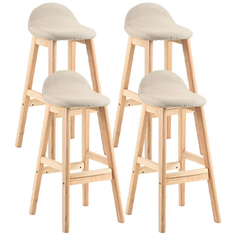 Taburete de bar sin brazos con respaldo moderno, taburete de bar de madera para tienda de postres con cojín y pedal