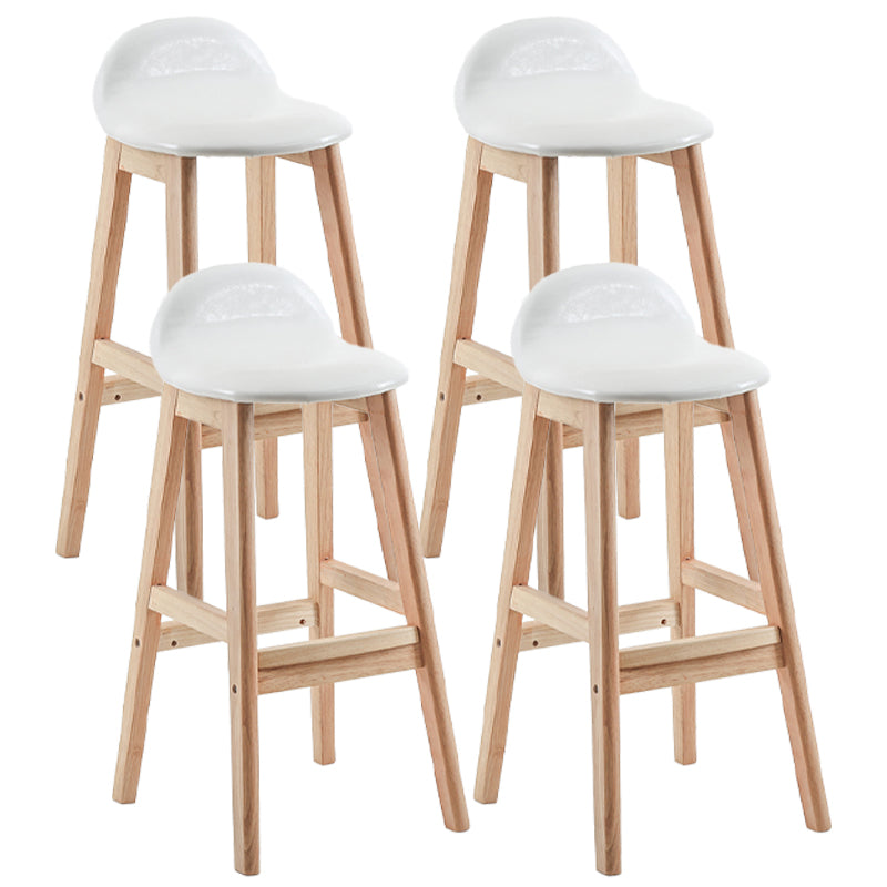 Taburete de bar sin brazos con respaldo moderno, taburete de bar de madera para tienda de postres con cojín y pedal