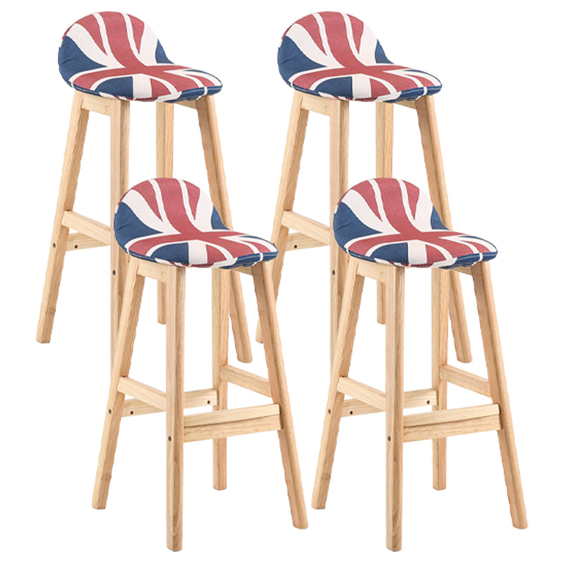 Taburete de bar sin brazos con respaldo moderno, taburete de bar de madera para tienda de postres con cojín y pedal