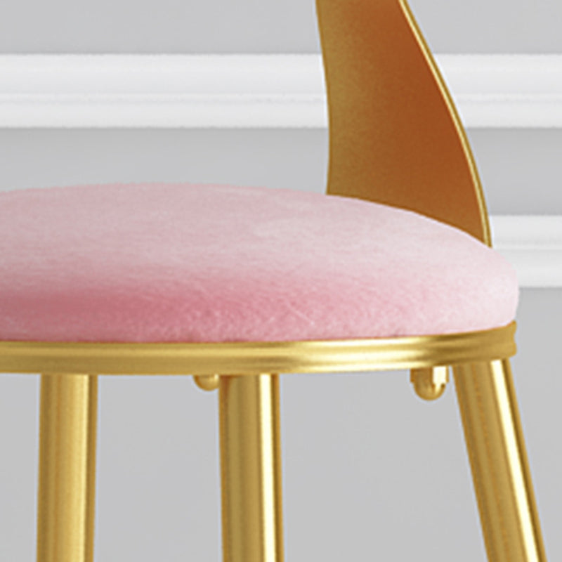 Glam Armless Backrest Counter Stool Iron Cafe Bar Stool with Pedal and Velvet Cushion