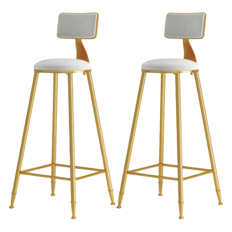 Glam Armless Backrest Counter Stool Iron Cafe Bar Stool with Pedal and Velvet Cushion