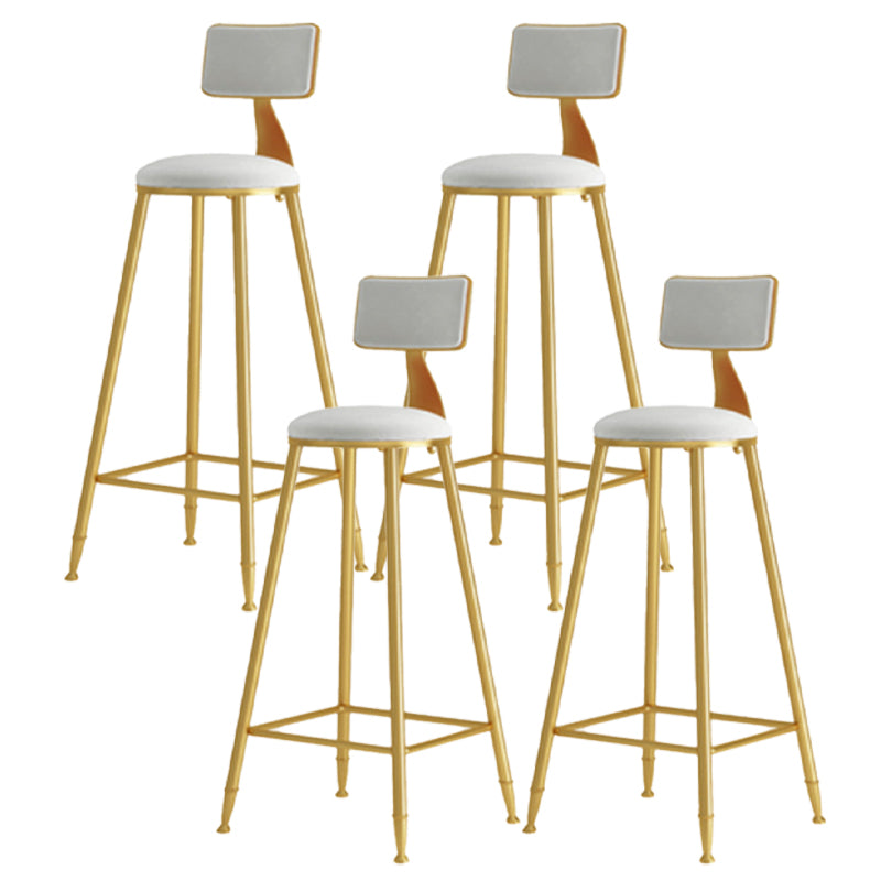 Glam Armless Backrest Counter Stool Iron Cafe Bar Stool with Pedal and Velvet Cushion