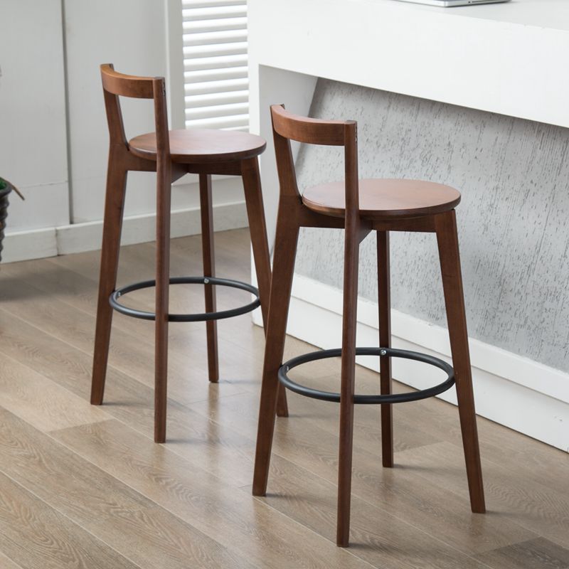 Modern Backrest Armless Counter Stool Wood kitchen Bar Stool with Cushion and Pedal
