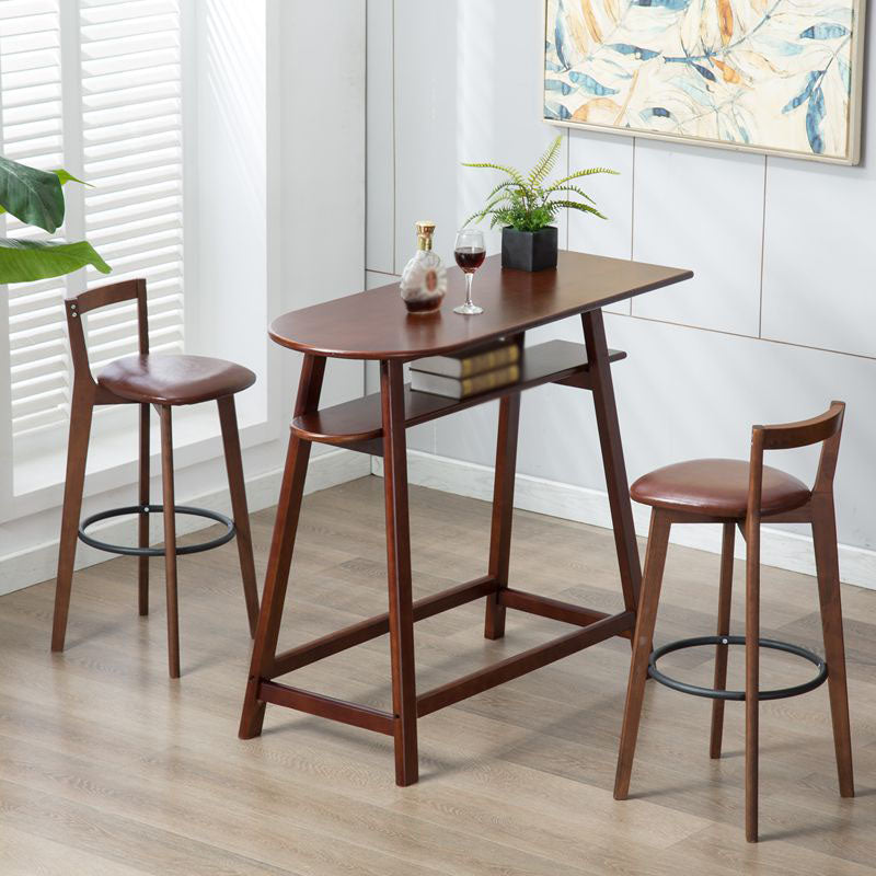 Modern Backrest Armless Counter Stool Wood kitchen Bar Stool with Cushion and Pedal