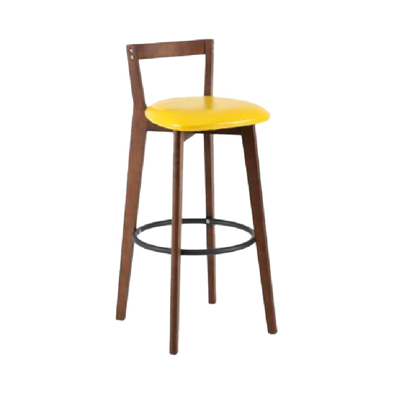 Modern Backrest Armless Counter Stool Wood kitchen Bar Stool with Cushion and Pedal
