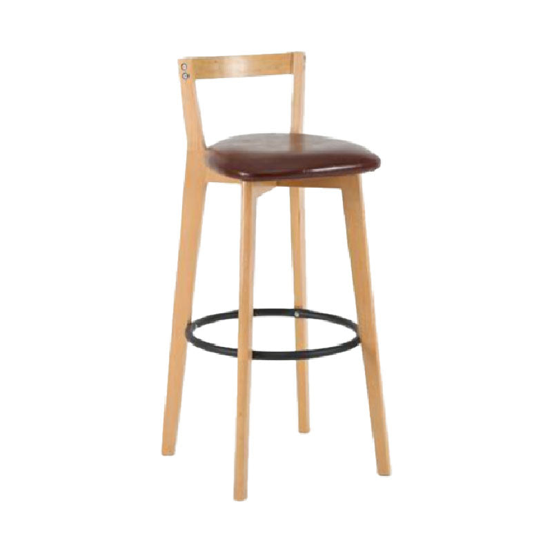 Modern Backrest Armless Counter Stool Wood kitchen Bar Stool with Cushion and Pedal